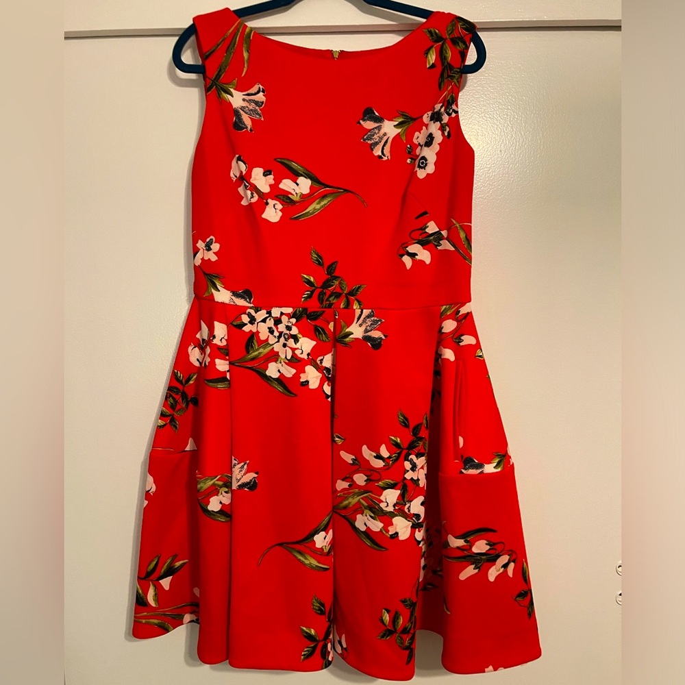 Taylor Fit And Flare floral Dress - Cherry Red - worn 3 times